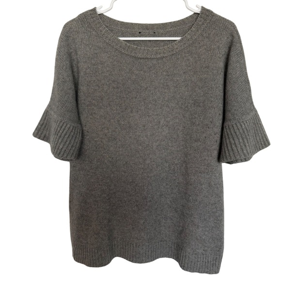 Talbots 100 Cashmere Bell Sleeve Sweater Top Gray Women's Cozy Fall Winter - Picture 1 of 6
